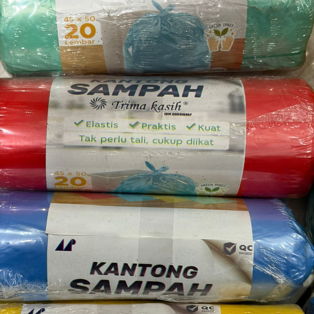 Plastik Kantong Sampah Terima Kasih Roll Warna Warni